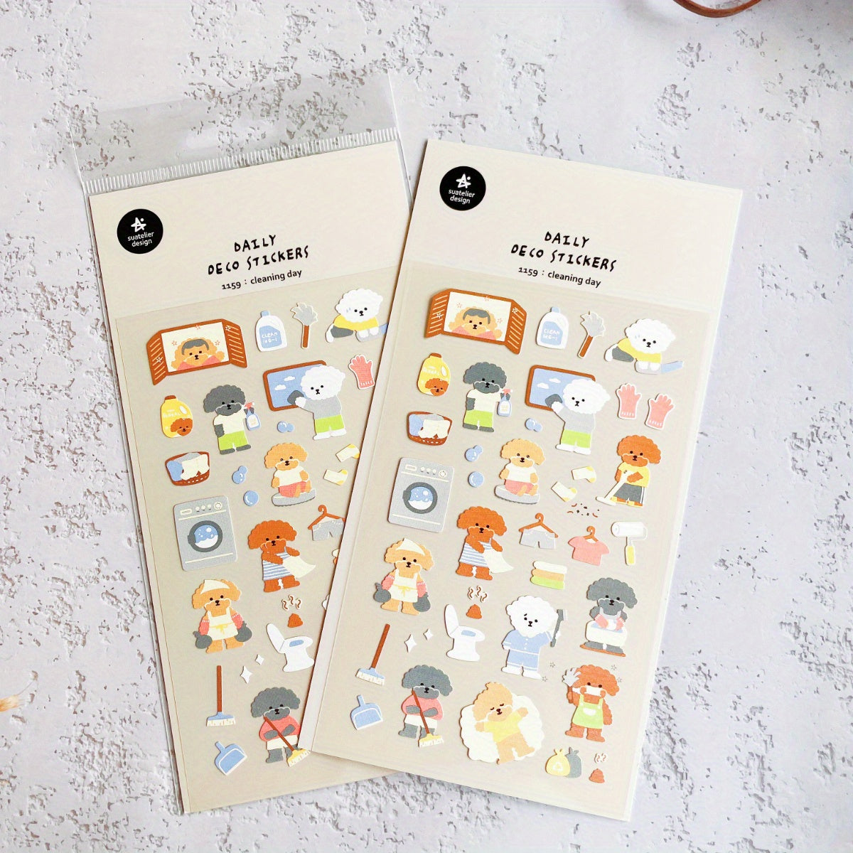 1pc Dog Cleaning Stickers Scrapbook Journal Stationery Art Supply