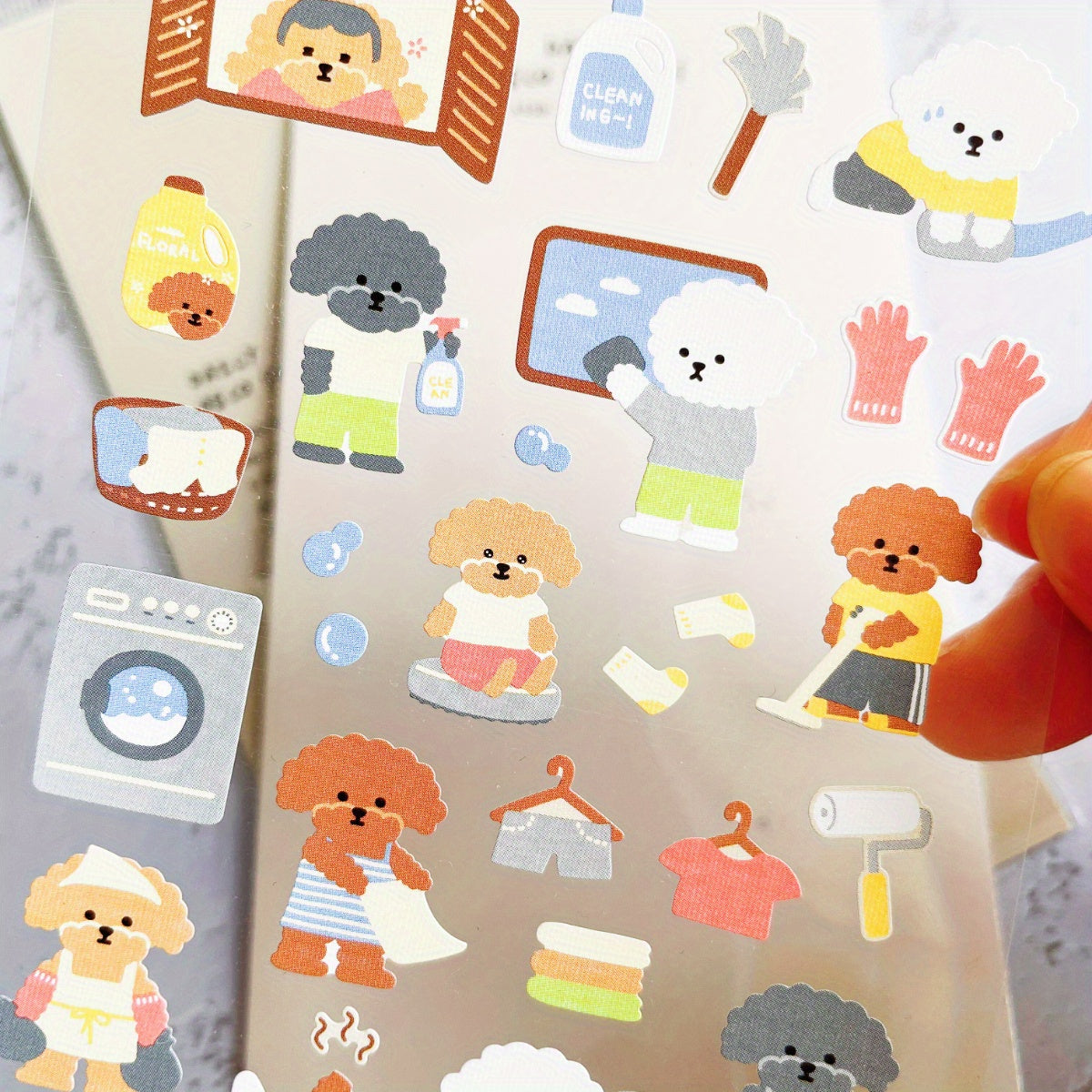 1pc Dog Cleaning Stickers Scrapbook Journal Stationery Art Supply