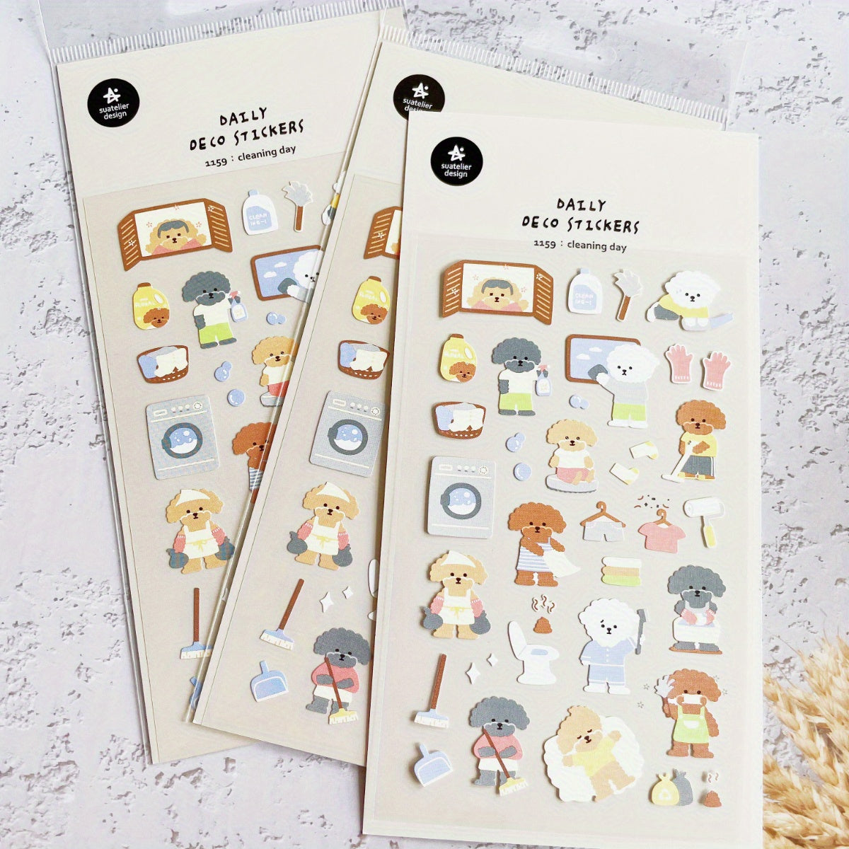 1pc Dog Cleaning Stickers Scrapbook Journal Stationery Art Supply