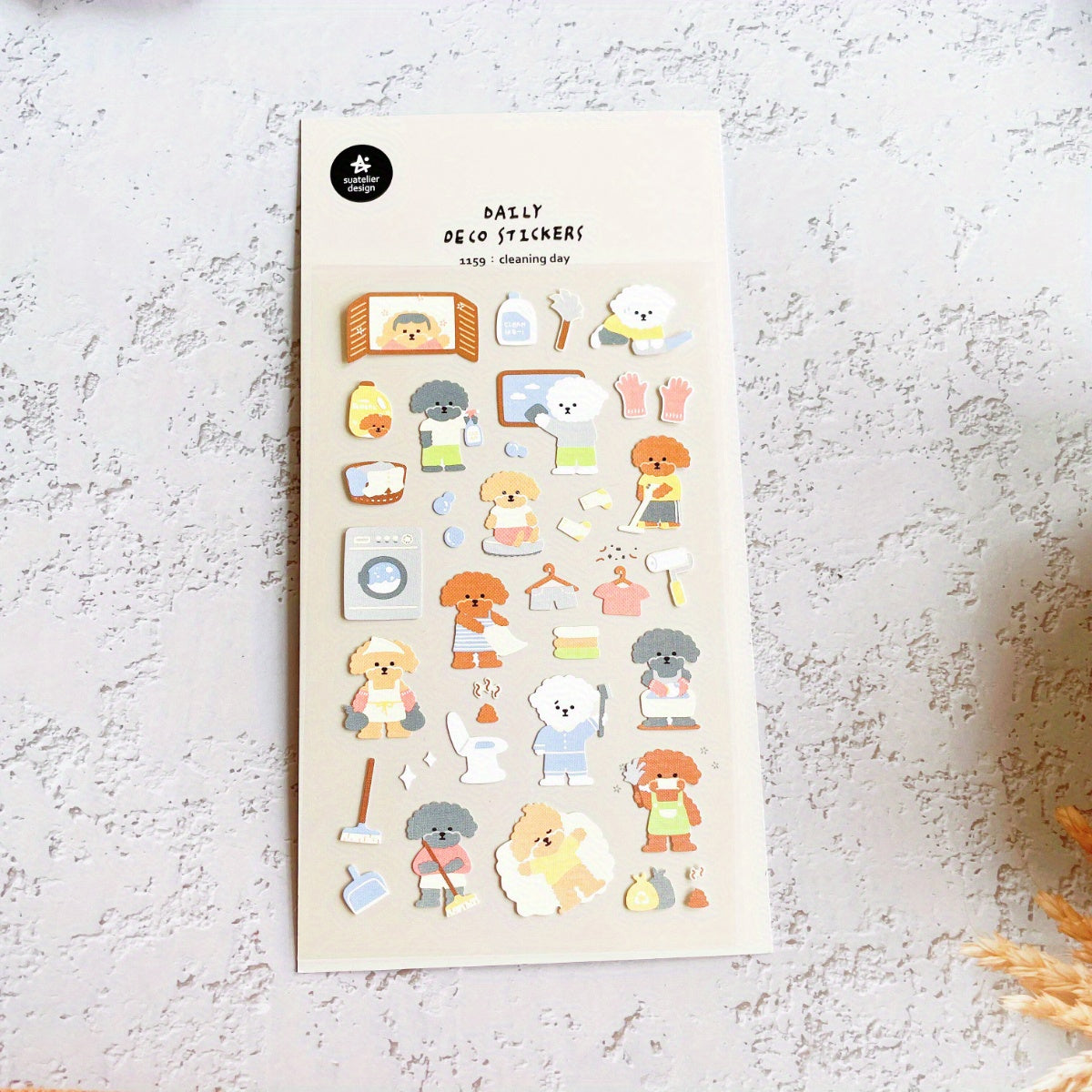 1pc Dog Cleaning Stickers Scrapbook Journal Stationery Art Supply
