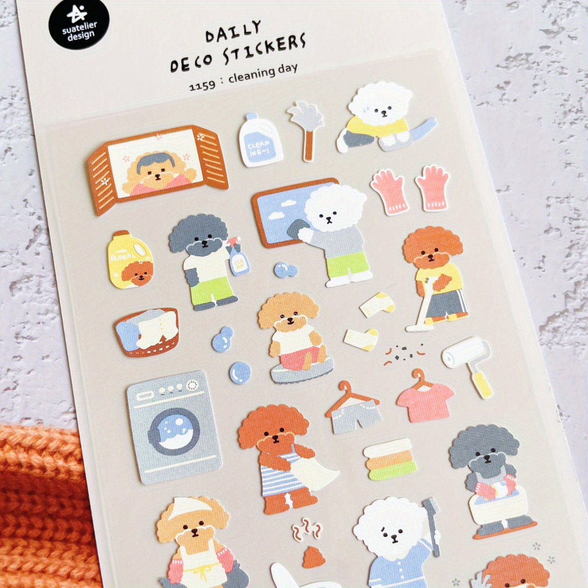 1pc Dog Cleaning Stickers Scrapbook Journal Stationery Art Supply
