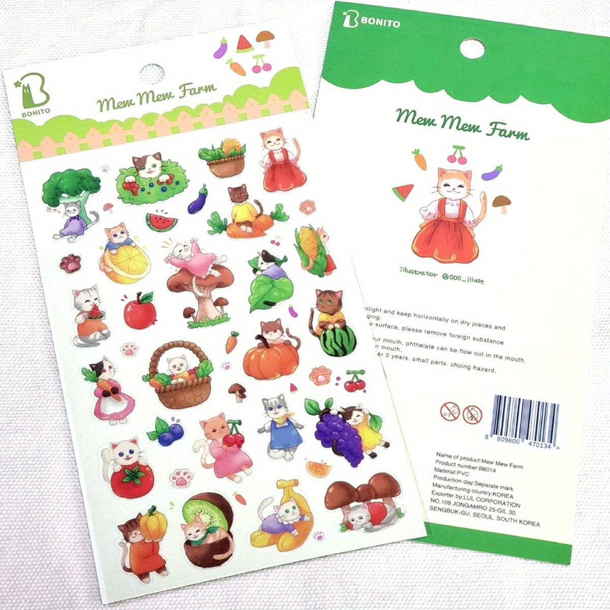 Cats Animals Fruits PVC Stickers Scrapbook Journal Diary Stationery Decor Gift