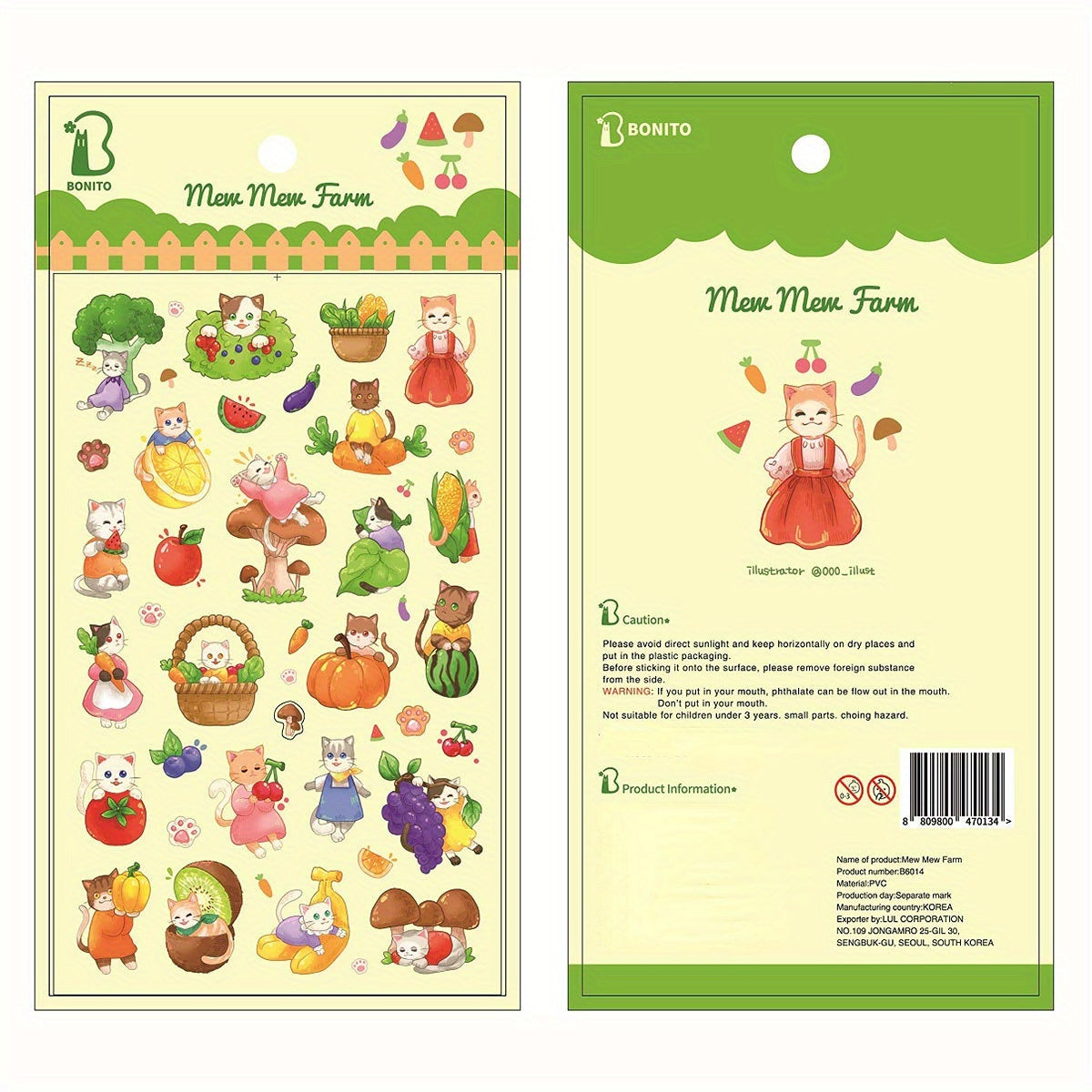 Cats Animals Fruits PVC Stickers Scrapbook Journal Diary Stationery Decor Gift