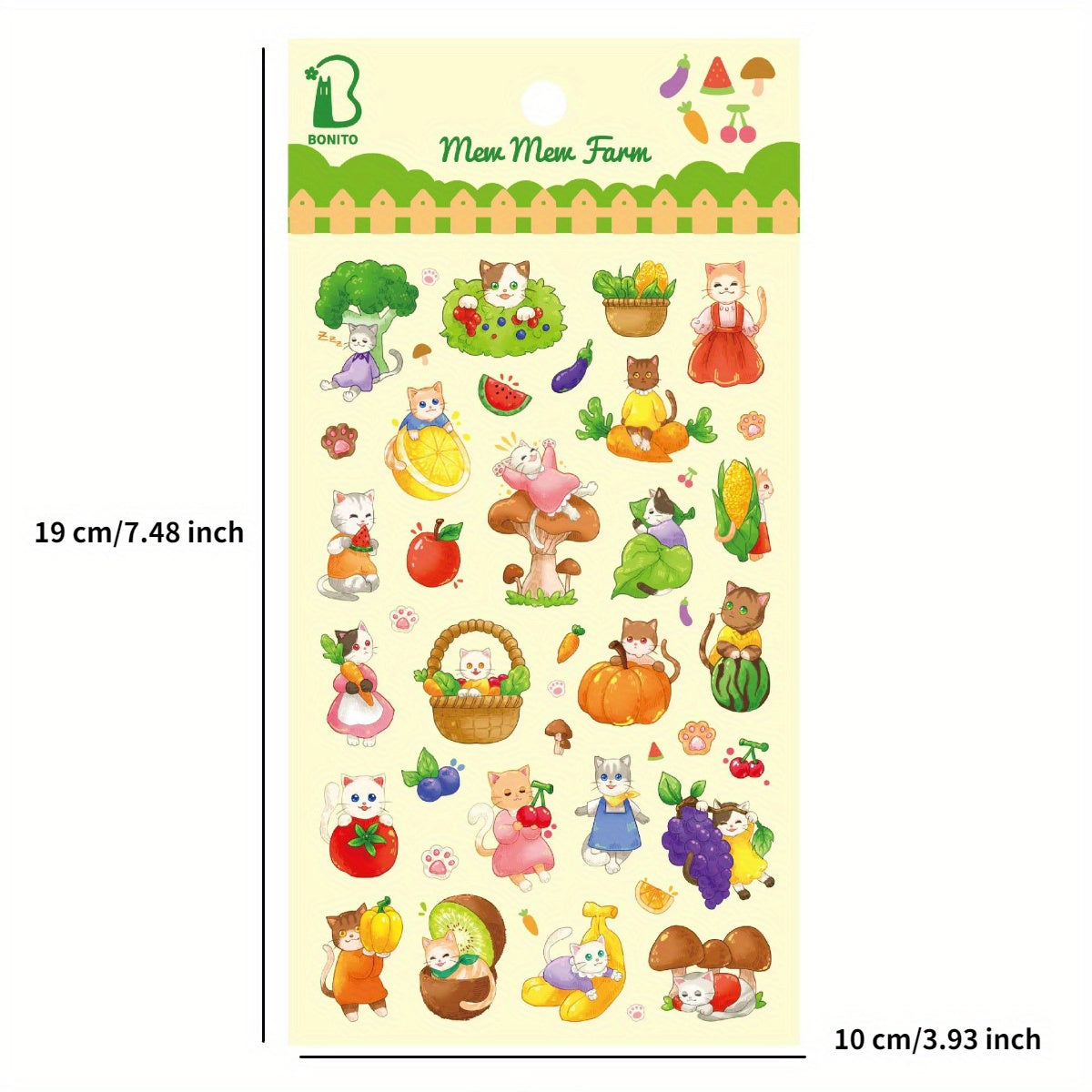 Cats Animals Fruits PVC Stickers Scrapbook Journal Diary Stationery Decor Gift