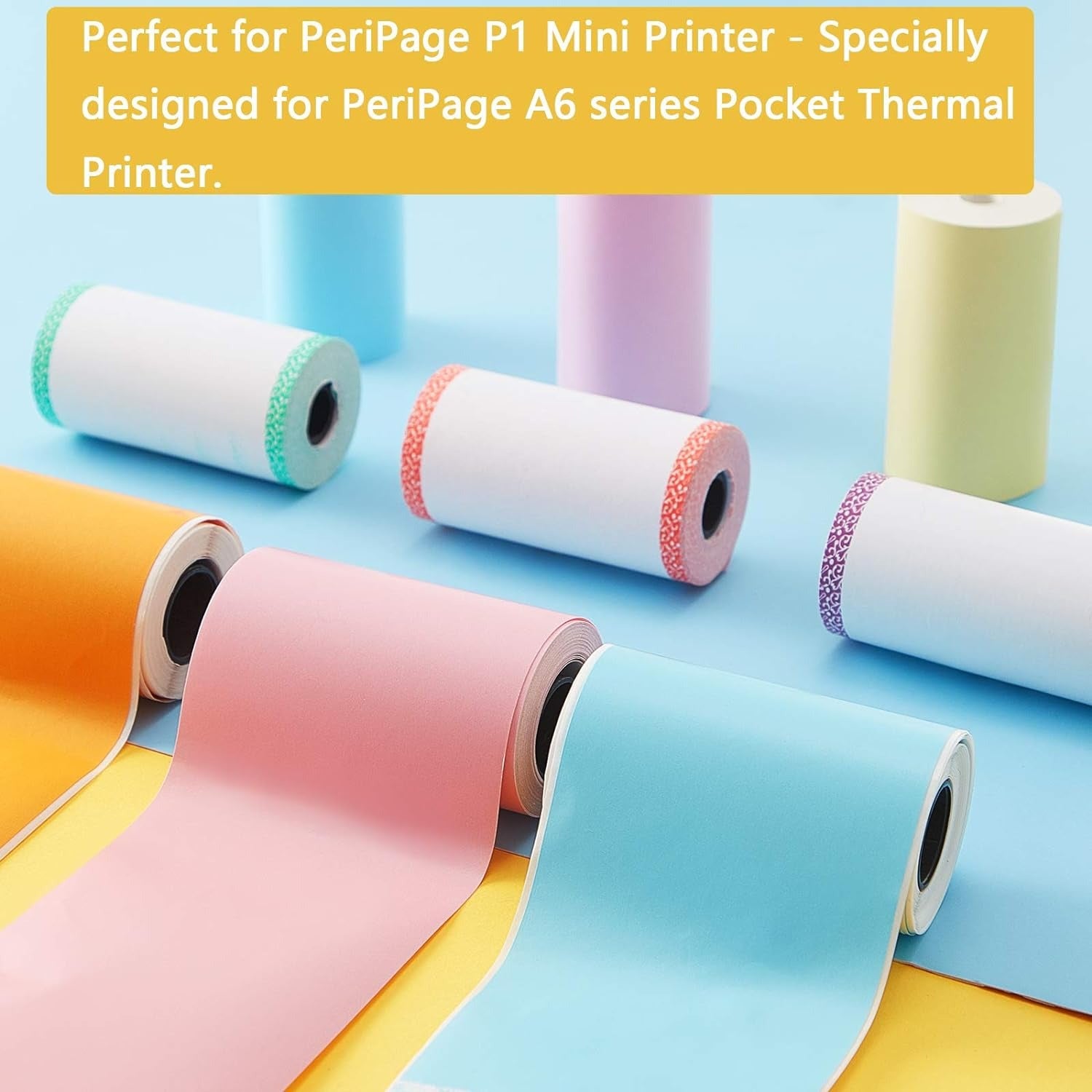 9-Piece Colorful Thermal Printer Paper Roll & Sticker Set for P1 Mini Printer