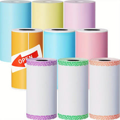 9-Piece Colorful Thermal Printer Paper Roll & Sticker Set for P1 Mini Printer