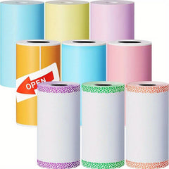 9-Piece Colorful Thermal Printer Paper Roll & Sticker Set for P1 Mini Printer