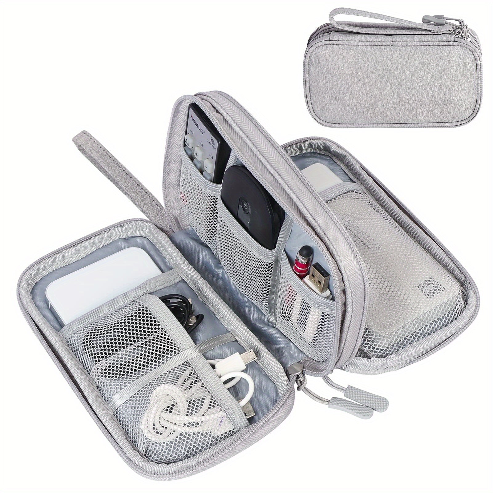 Portable Double-Layer Cable Organizer Bag