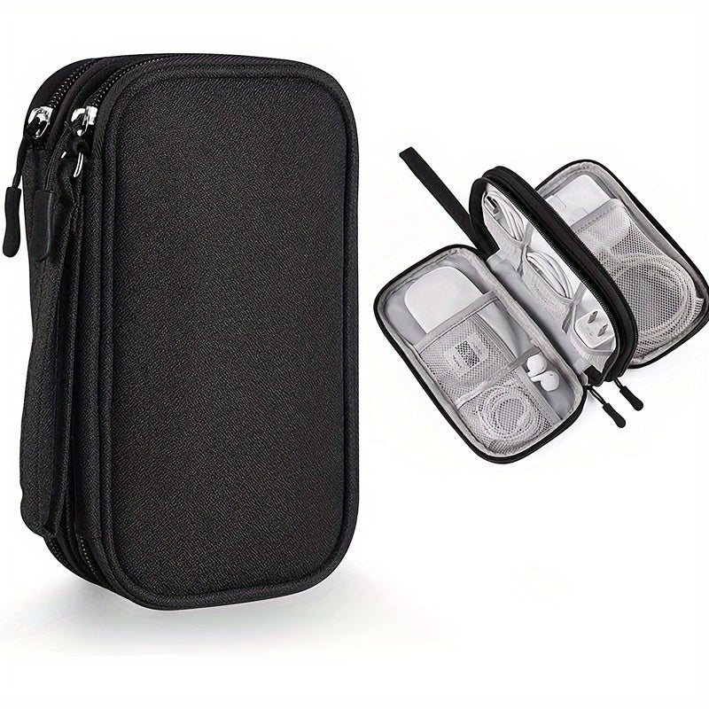Portable Double-Layer Cable Organizer Bag