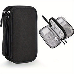 Portable Double-Layer Cable Organizer Bag