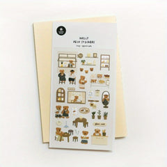 1pc Ins Coffee Bear Paper Stickers Scrapbooking Diy Journal Stationery Sticker