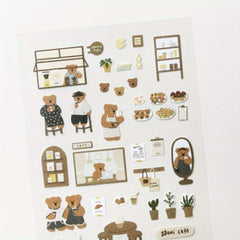 1pc Ins Coffee Bear Paper Stickers Scrapbooking Diy Journal Stationery Sticker