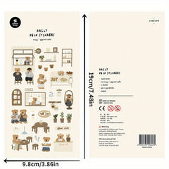 1pc Ins Coffee Bear Paper Stickers Scrapbooking Diy Journal Stationery Sticker