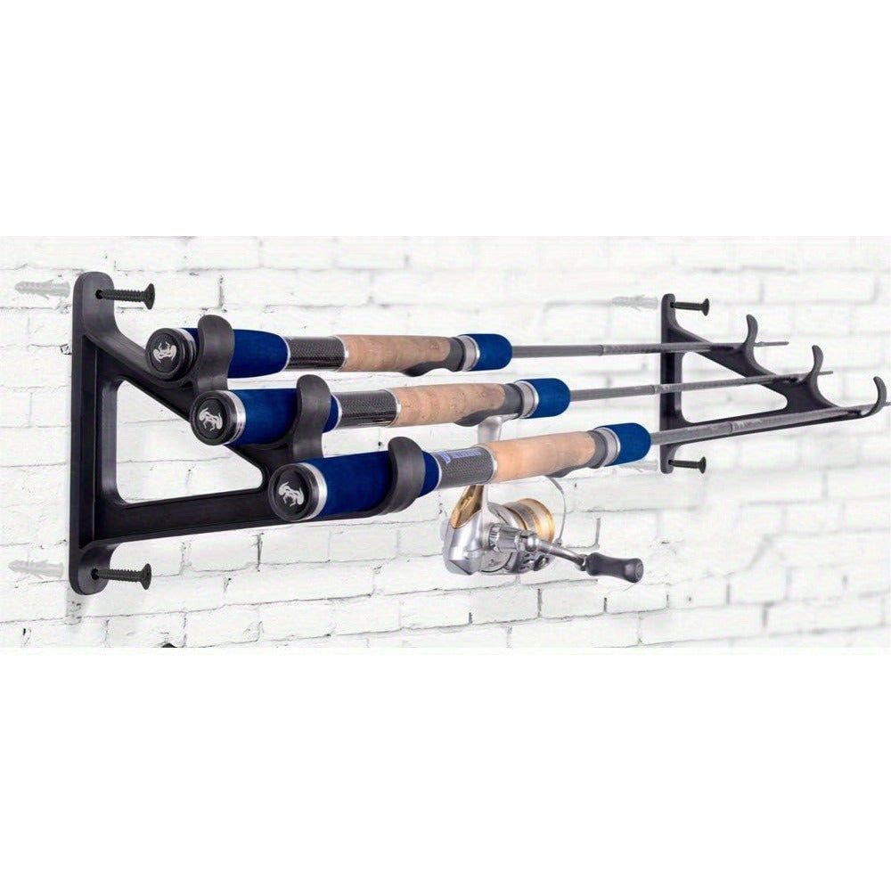 Waterproof Fishing Rod Holder Wall Hanger Rack - Holds 3 Rods