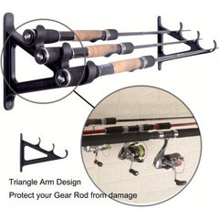 Waterproof Fishing Rod Holder Wall Hanger Rack - Holds 3 Rods