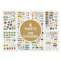 240pcs Planner Stickers Hand painted Element Doodle Scrapbook Sticker