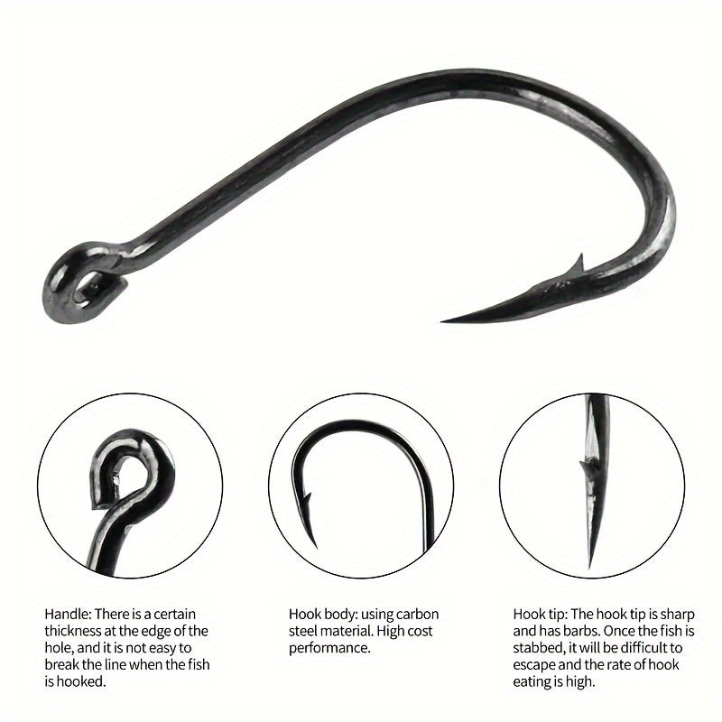 100pcs High Carbon Steel Barbed Fish Hook Set - Sharp & Durable Fishing Hooks