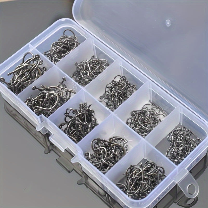 100pcs High Carbon Steel Barbed Fish Hook Set - Sharp & Durable Fishing Hooks