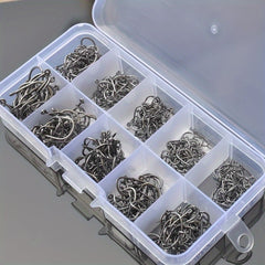 100pcs High Carbon Steel Barbed Fish Hook Set - Sharp & Durable Fishing Hooks