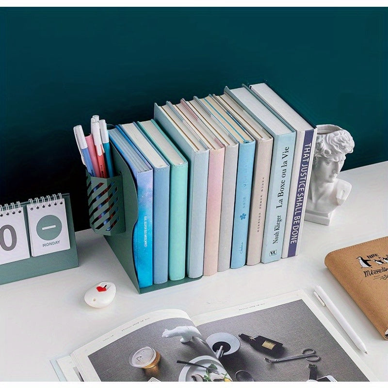 Retractable Book Stand With Pen Holder Desktop Book Storage Rack