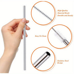 4pcs Stainless Steel Straws Set with Cleaning Brush & Carry Bag