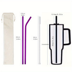 4pcs Stainless Steel Straws Set with Cleaning Brush & Carry Bag