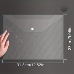 5pcs Transparent Waterproof File Bags Button Test Paper Storage