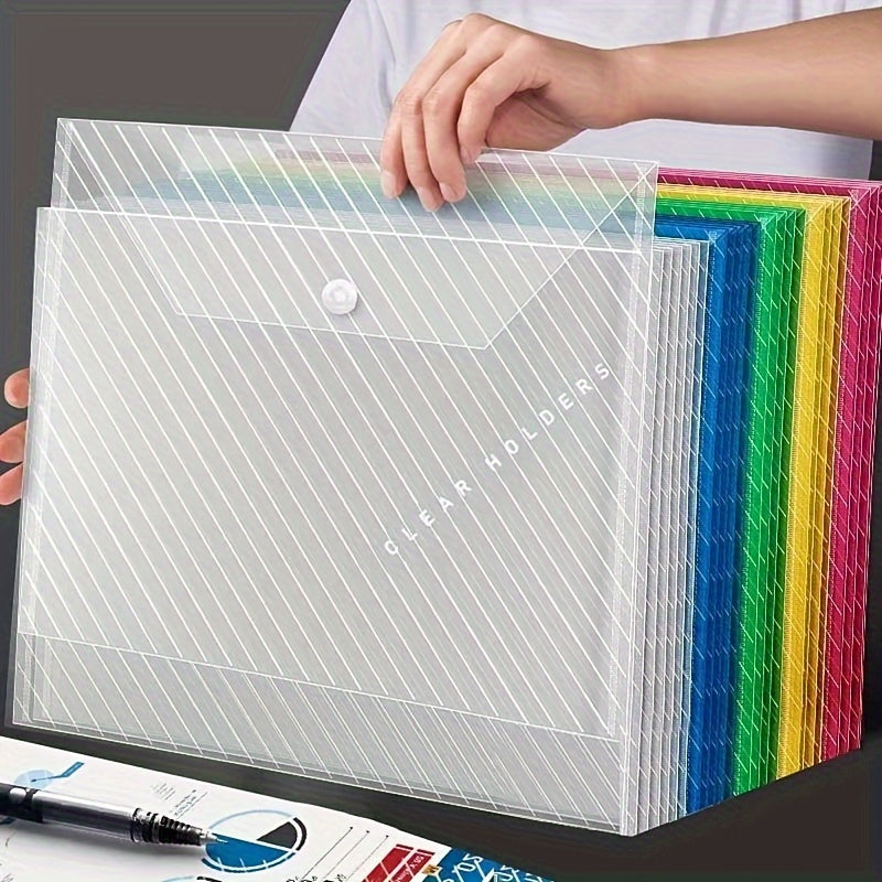 5pcs Transparent Waterproof File Bags Button Test Paper Storage