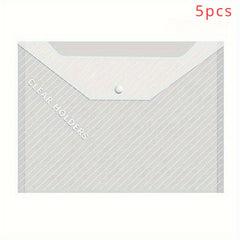 5pcs Transparent Waterproof File Bags Button Test Paper Storage