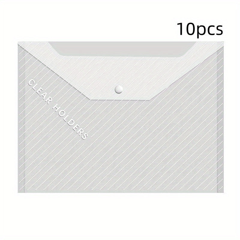 5pcs Transparent Waterproof File Bags Button Test Paper Storage