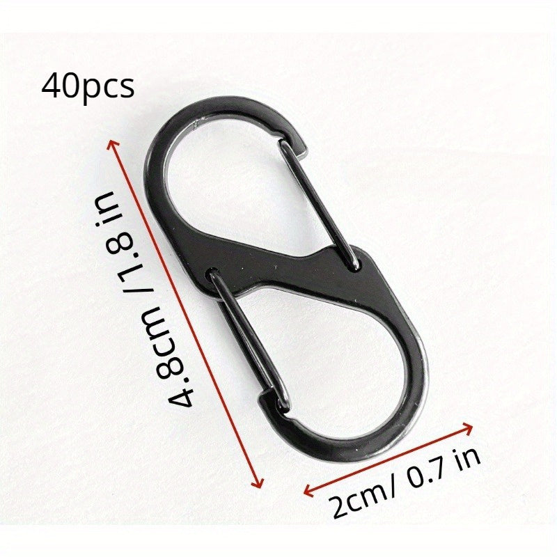 20 40pcs S shape Carabiner Alloy Snap Hook Mini Spring Clips Keychain Clip