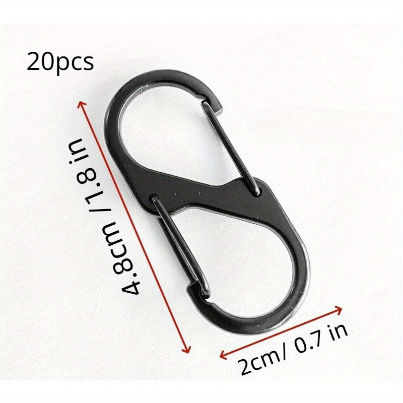 20 40pcs S shape Carabiner Alloy Snap Hook Mini Spring Clips Keychain Clip
