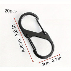 20 40pcs S shape Carabiner Alloy Snap Hook Mini Spring Clips Keychain Clip