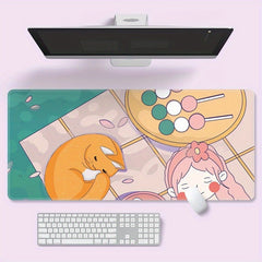 Pink Mouse Pad Computer Laptop Extended Pad Non-slip Rubber Keyboard Desktop Mat