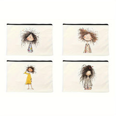 Canvas Makeup Bag Zipper Cosmetic Bag For Travel