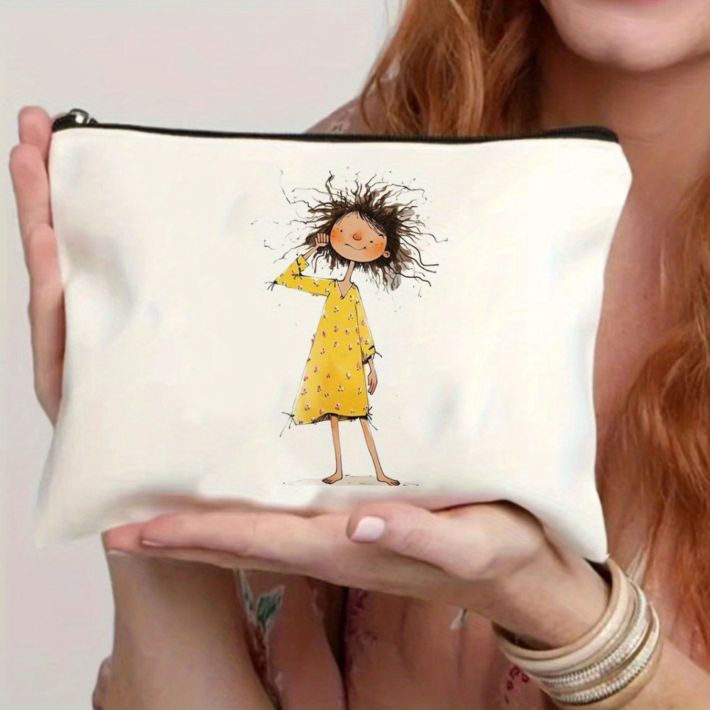 Canvas Makeup Bag Zipper Cosmetic Bag For Travel