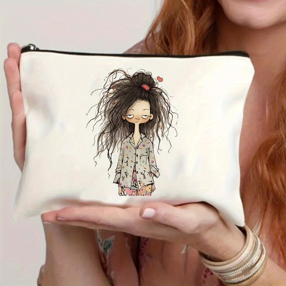 Canvas Makeup Bag Zipper Cosmetic Bag For Travel
