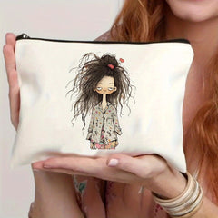 Canvas Makeup Bag Zipper Cosmetic Bag For Travel