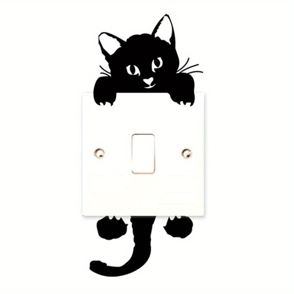 4pcs Cat Switch Stickers Decorative Room Bedroom Living Room Switch Stickers