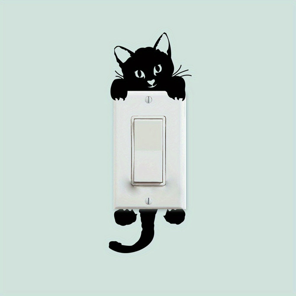 4pcs Cat Switch Stickers Decorative Room Bedroom Living Room Switch Stickers
