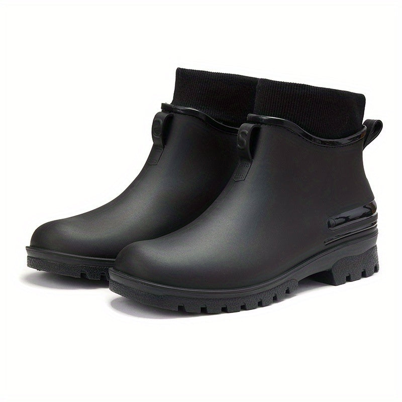 Women's Waterproof Rain Boots Elastic Band Anti-slip Heeled Comfort Shoes