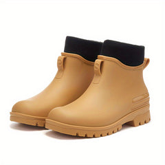 Women's Waterproof Rain Boots Elastic Band Anti-slip Heeled Comfort Shoes