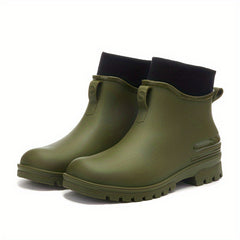 Women's Waterproof Rain Boots Elastic Band Anti-slip Heeled Comfort Shoes