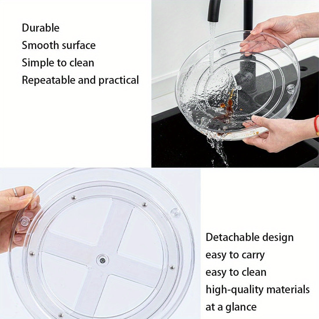 2pcs Rotating Shelf Storage Box Single Layer Turntable Rotating Storage Box