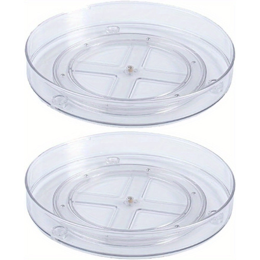 2pcs Rotating Shelf Storage Box Single Layer Turntable Rotating Storage Box