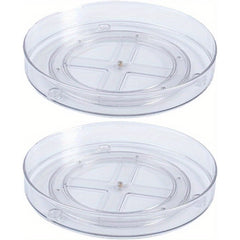 2pcs Rotating Shelf Storage Box Single Layer Turntable Rotating Storage Box