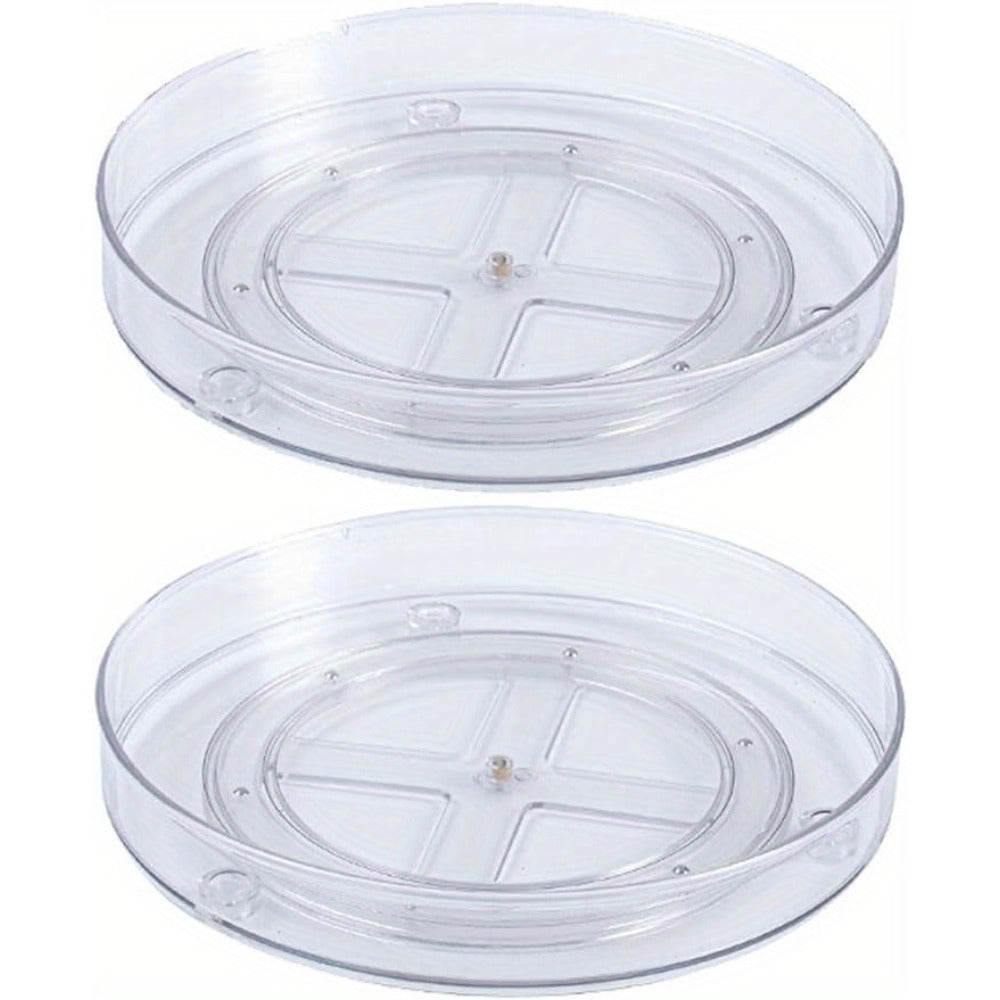 2pcs Rotating Shelf Storage Box Single Layer Turntable Rotating Storage Box