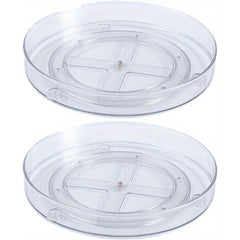 2pcs Rotating Shelf Storage Box Single Layer Turntable Rotating Storage Box
