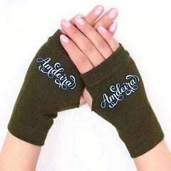 Amdeira Retro Knit Gloves Winter Warm Fingerless Cold Proof Antifreeze