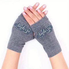 Amdeira Retro Knit Gloves Winter Warm Fingerless Cold Proof Antifreeze
